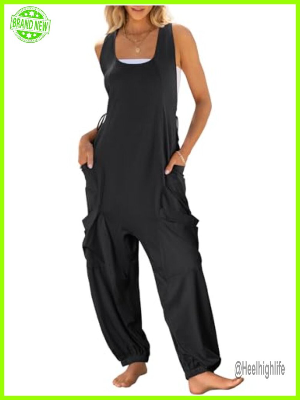 Women Sleeveless Loose Jumpsuit Baggy Harem Pants Romper Summer Outfit